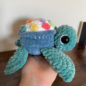 Crochet Fruit Loop Turtle, Cute, Summer, Amigurumi, Handmade, Plushie, Cereal