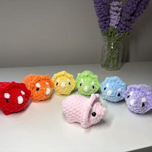 Mini Crochet Triceratops, Mini Dino Plushie, Triceratops Toy, Stuffed Animal Plush, Dinosaur Lover Gift