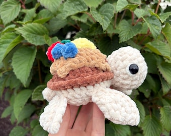 Small Crochet Pancake Turtle, Turtle Plushie, Pancake Plushie, Gift for Kids, Food Themed Turtle