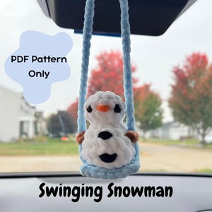 Crochet Swinging Snowman PDF PATTERN, Christmas Crochet Pattern, Crochet Snowman on a swing
