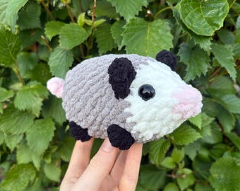 Crochet Chunky Opossum Plushie, Funny Gift, Animal Plushie