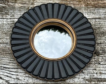 Miroir Flora noir patiné avec oeil de sorcière Diam 20 cm