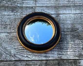 Miroir rond "New" noir et patine dorée à l'ancienne avec oeil de sorcière diam 15 cm