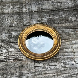"Louise" antique-patinated gold mirror with witch's eye diam. 20 cm