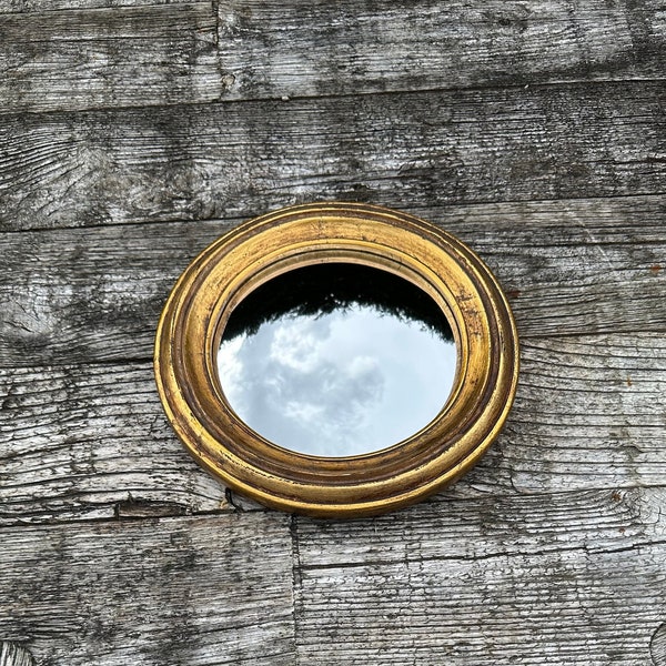 Miroir "Louise" doré patiné à l'ancienne avec oeil de sorcière diam 20 cm