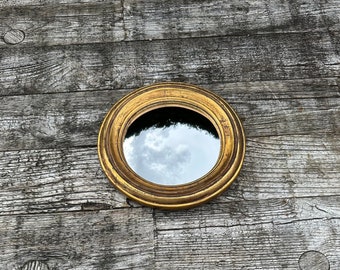 Miroir "Louise" doré patiné à l'ancienne avec oeil de sorcière diam 20 cm