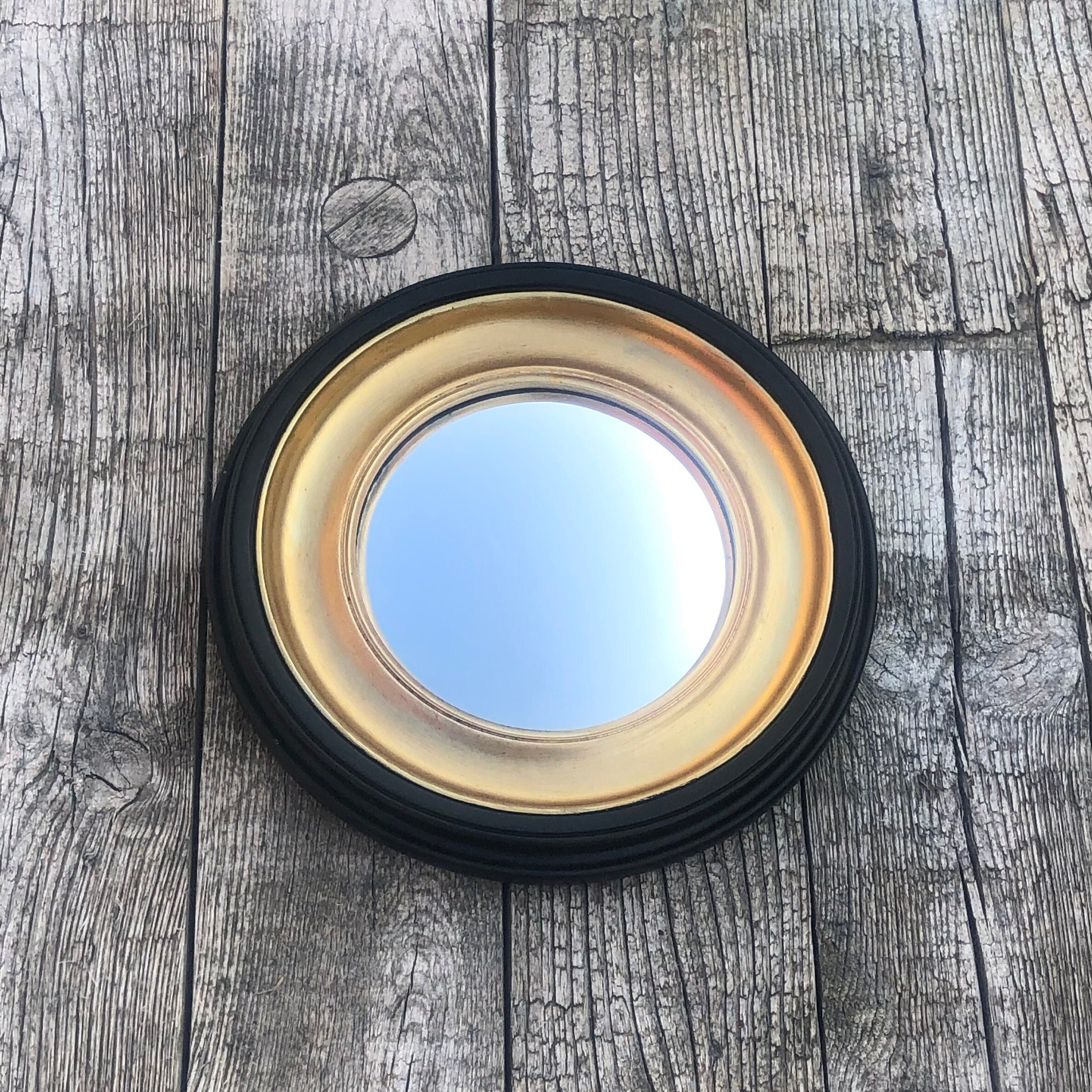 Miroir Harry Noir et Doré Diamètre 23 cm