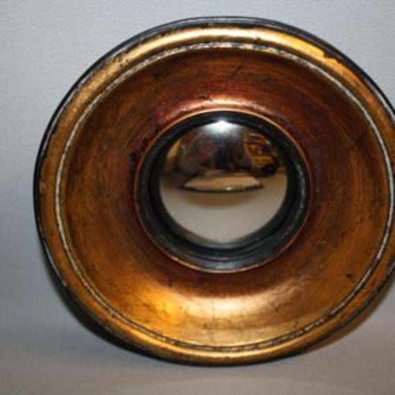 Miroir Style Napoléon Iii Noir et Doré Cuivré avec Oil de Sorcière Diamètre 16 cm