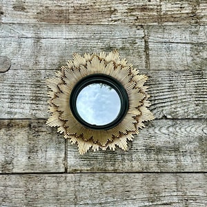 &quot;Sidonie&quot; sun mirror, gold patinated black, witch&#39;s eye, diameter 20 cm