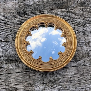 Patinated golden "Charles" mirror with witch's eye Diam 19 cm