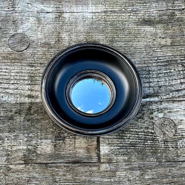 Spiegel in Napoleon III-stijl met gepatineerde zwarte afwerking Diameter 16 cm