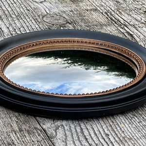 Miroir ovale Rosalie noir et doré patiné 24 x 19 cm image 2