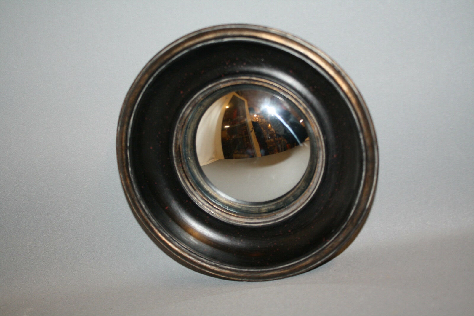 Miroir Style Napoléon Iii Noir Patiné avec Oeil de Sorcière Diamètre 19 cm