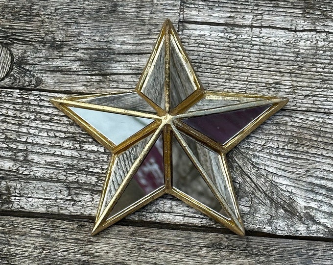 Star Wall Mirror in Patinated Gold With 10 Facets, Mirrors Diam 18 Cm ...