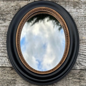 Miroir ovale Rosalie noir et doré patiné 24 x 19 cm image 3