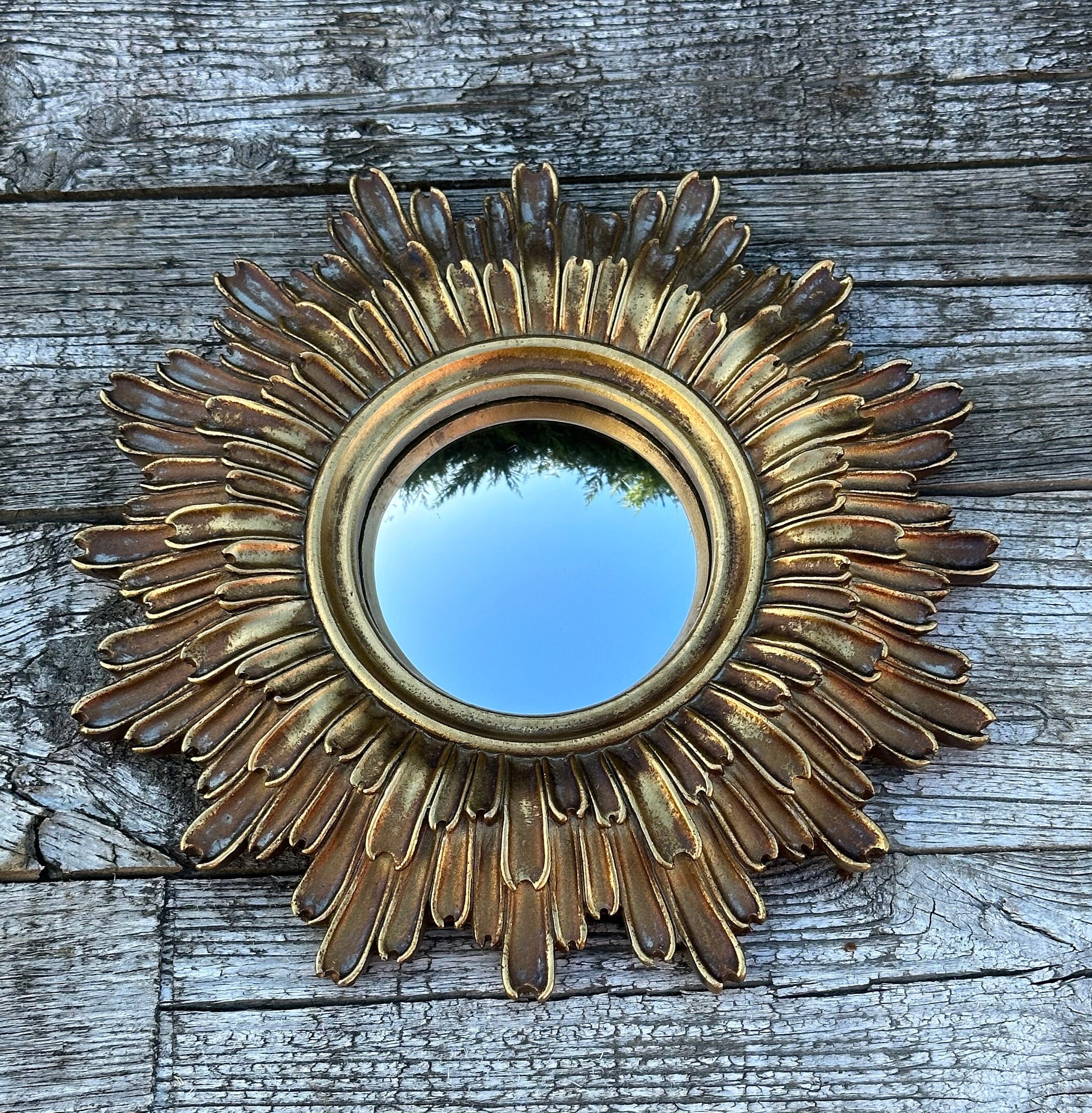 Miroir soleil vintage œil de sorcière 1980