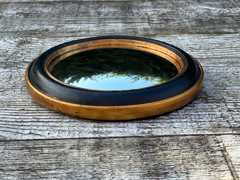 Miroir rond New noir et patine dorée à l'ancienne avec oeil de sorcière diam 19 cm image 6