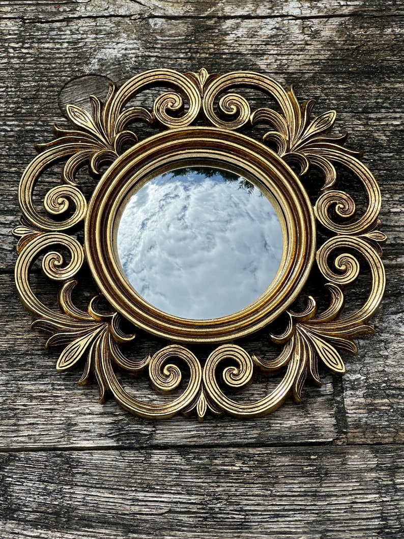Miroir Lys doré patiné avec oeil de sorcière diamètre 20 cm image 6