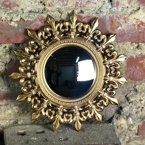 "Diana" patinated gold mirror with witch's eye Diam. 25 cm