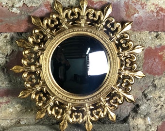 Miroir "Diana" doré patiné avec oeil de sorcière Diam 25 cm