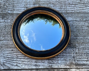 Miroir rond "New" noir et patine dorée à l'ancienne avec oeil de sorcière diam 19 cm