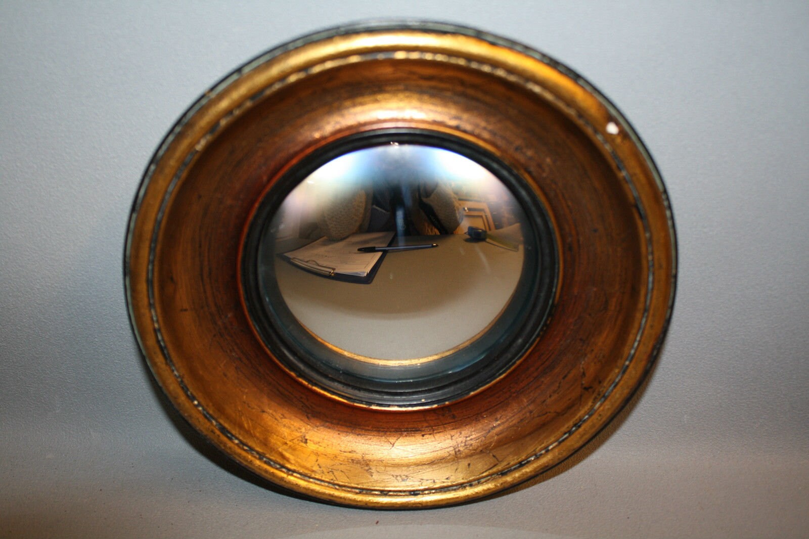 Miroir Convexe Dit Oeil de Sorcière Noir et Cuivré Rond Diamètre 19 cm