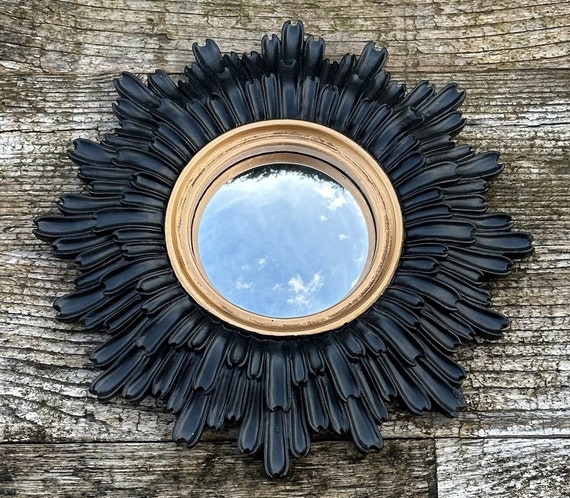 Mini Miroir œil De Sorcière Cerclé Or Patiné - Vintage Milieu XXe