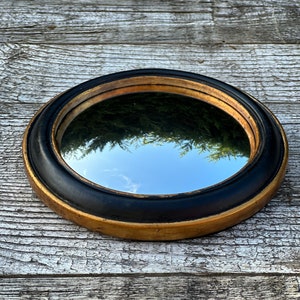 Miroir rond New noir et patine dorée à l'ancienne avec oeil de sorcière diam 19 cm image 2