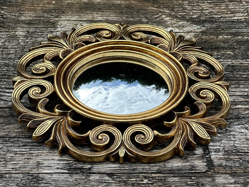 Miroir Lys doré patiné avec oeil de sorcière diamètre 20 cm image 4