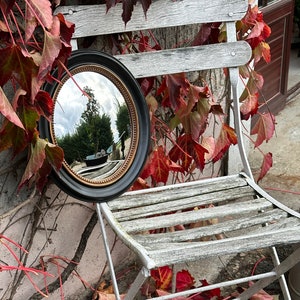 Miroir ovale Rosalie noir et doré patiné patiné 34 x 29 cm image 7