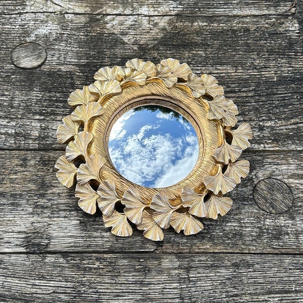 Miroir Floralie doré avec oeil de sorcière diamètre 18 cm