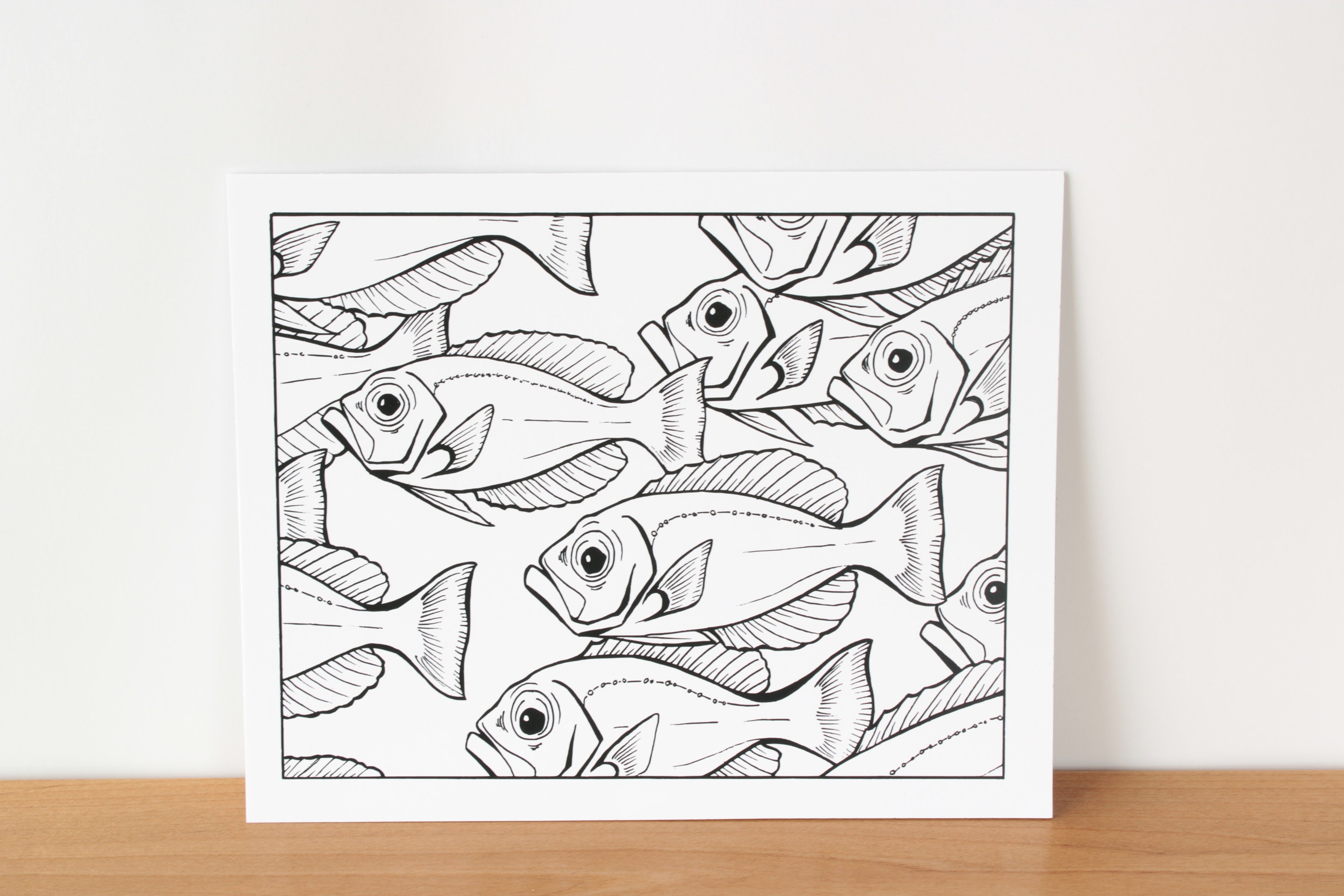 School of Fish Art Print 8x10 Etsy UK