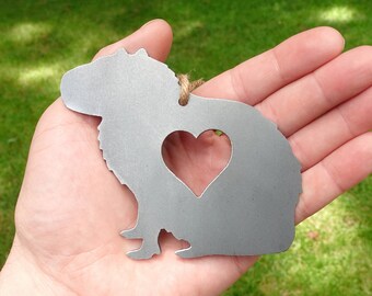 Capybara Ornament 2 - Personalized Metal Capybara Christmas Ornament - Raw Steel Largest Rodent - Capybara Gift