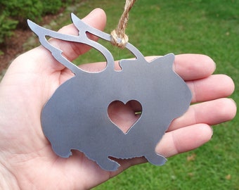 Guinea Pig Personalized Memorial Ornament W/ Angel Wings - Raw Metal Christmas Ornament - Pet Loss Gift - Sympathy Remembrance Gift