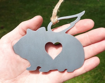 Hamster Personalized Memorial Ornament W/ Angel Wings - Raw Metal Christmas Ornament - Pet Loss Gift - Sympathy Remembrance Gift