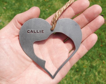 Personalized Golden Retriever Pet Memorial Ornament - Raw Steel Pet Loss Gift - Dog Sympathy Remembrance Gift - Metal Dog Christmas Ornament