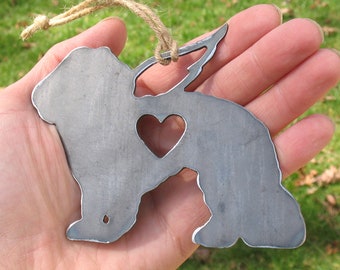 Hand made Dog pet loss paw heart Necklace,clipon handbag charm or keyring memorial My dog flies with angels E287
