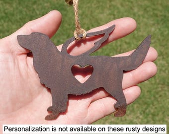 Rusty Golden Retriever Pet Memorial Ornament Angel 4, Pet Loss Gift, Dog Sympathy Remembrance Gift - Rusted Metal Dog Christmas Ornament