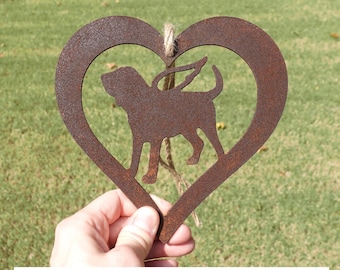 Bloodhound Memorial Gift, Rusty Metal Angel Dog Art, Pet Loss Sympathy Decor, Bloodhound Grave Marker, Rustic Dog Loss Keepsake, 7 Inch