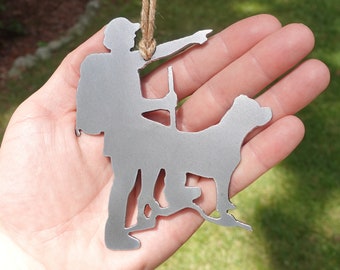 Personalized Backpacking Dog Ornament - Pit Bull Dog Raw Steel Hiking Dog Ornament - Hiker Dog Ornament - Metal Dog Christmas Ornament