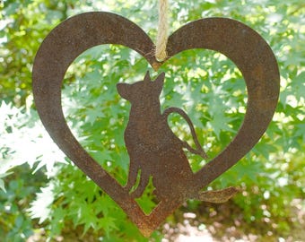 Rusty Metal German Shepherd Angel Pet Memorial Ornament 4 - Dog Sympathy Gift - Pet Loss Gift - Outdoor Hanging Memorial Ornament - 7 in