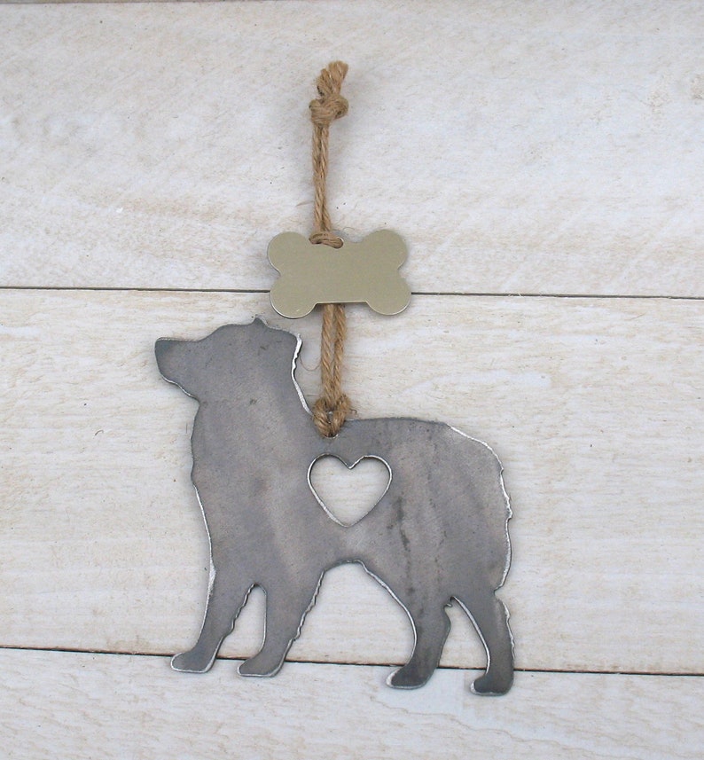 Metal Dog Christmas Ornament Pet Lover Memorial Ornament Australian Shepherd Dog Ornament 2 Pet Loss Dog Memorial Remembrance Gift