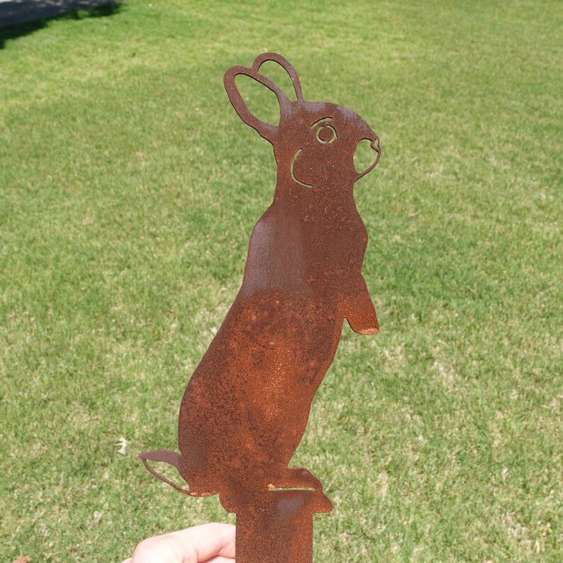 Rusty Rabbit Metal Yard Art - Rusted Bunny Metal Garden Art - Rustic ...