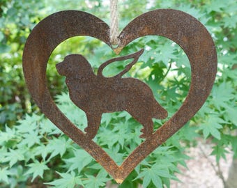 Rusty Metal Bernese Mountain Dog Angel Pet Memorial Ornament - Dog Sympathy Gift - Pet Loss Gift - Outdoor Hanging Memorial Ornament - 7 in
