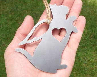 Personalized Cat Pet Memorial Ornament W/ Angel Wings 4 - Pet Loss Gift - Cat Sympathy Remembrance Gift - Metal Cat Christmas Ornament