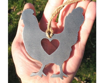 Chicken Hen Metal Christmas Ornament Gift - Chicken Decor - Personalized Raw Steel Ornament
