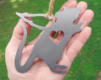 Rat Memorial Ornament Personalized - Raw Metal Pet Memorial Ornament - Rat Christmas Ornament - Pet Rat Loss Gift - Rat Sympathy Gift
