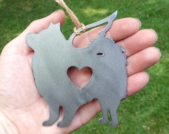 Samoyed Ornament Pet Memorial W/ Angel Wings - Pet Loss Dog Sympathy Remembrance Gift - Metal Dog Christmas Ornament