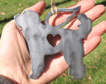 Labradoodle Goldendoodle Dog Ornament Pet Memorial W/ Angel Wings - Pet Loss Dog Sympathy Remembrance Gift - Metal Dog Christmas Ornament