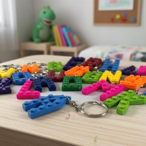 Personalisierter Schlüsselanhänger - Buchstabe - Baustein (verschiedene Farben) - 3D-Druck